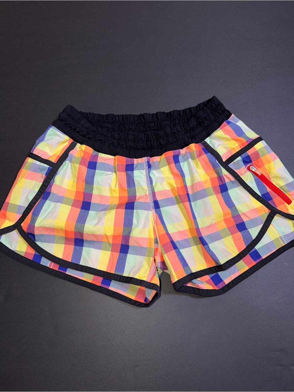 lululemon athletica Multicolor Plaid Athletic Shorts with Black Trim - Picture 1 of 5